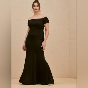 NEW Torrid Special Occasion Black Ponte Off Shoulder Gown Sz 16